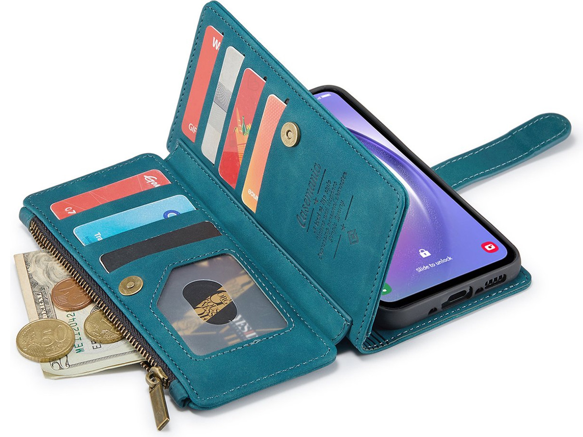 CaseMe Ritsvak Wallet Case Groen - Samsung Galaxy A54 Hoesje