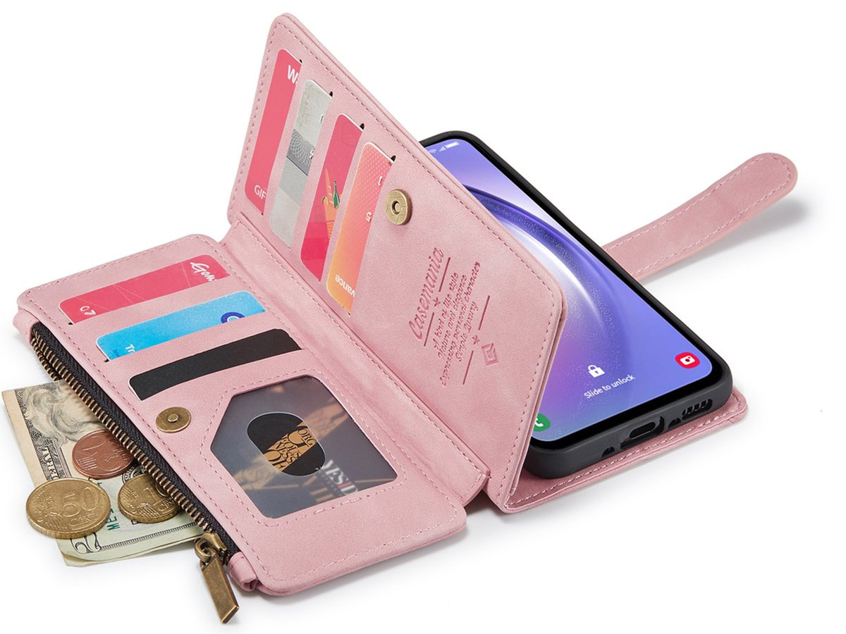 CaseMania Ritsvak Wallet Case Roze - Samsung Galaxy A54 Hoesje