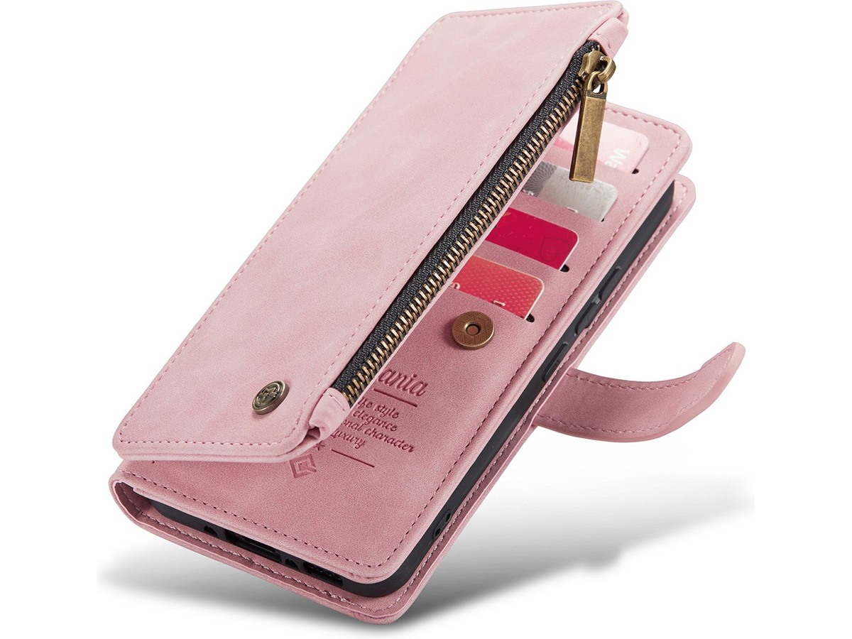 CaseMe Ritsvak Wallet Case Roze - Samsung Galaxy A54 Hoesje