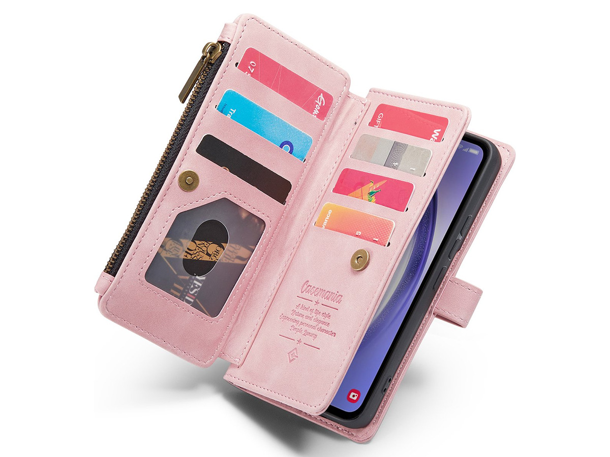 CaseMania Ritsvak Wallet Case Roze - Samsung Galaxy A54 Hoesje