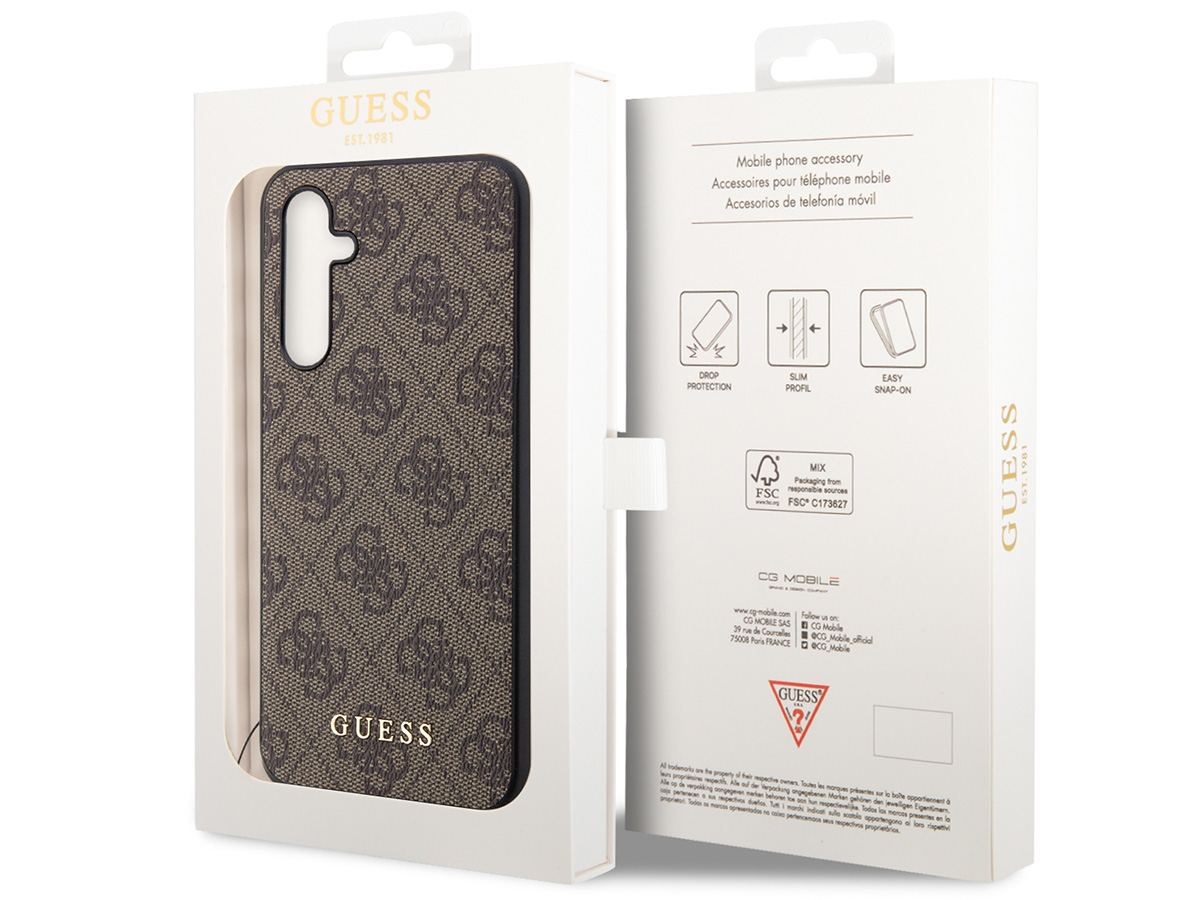 Guess Monogram Charm Case Bruin - Samsung Galaxy A54 hoesje