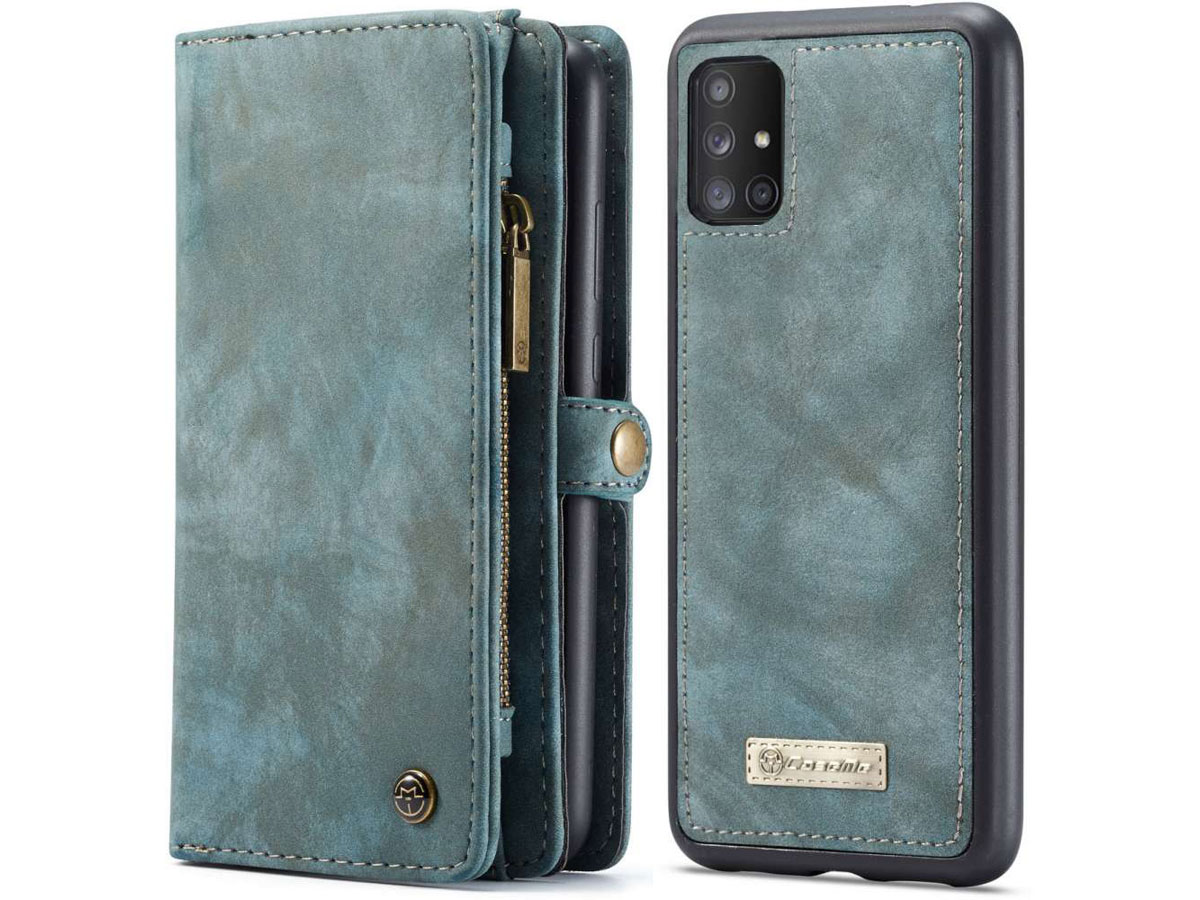 CaseMe 2in1 Wallet Ritsvak Case Blauw - Samsung Galaxy A71 Hoesje