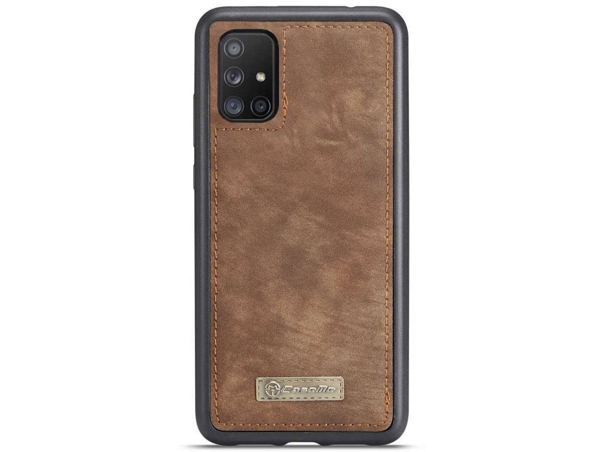 CaseMe 2in1 Wallet Ritsvak Case Bruin - Samsung Galaxy A71 Hoesje