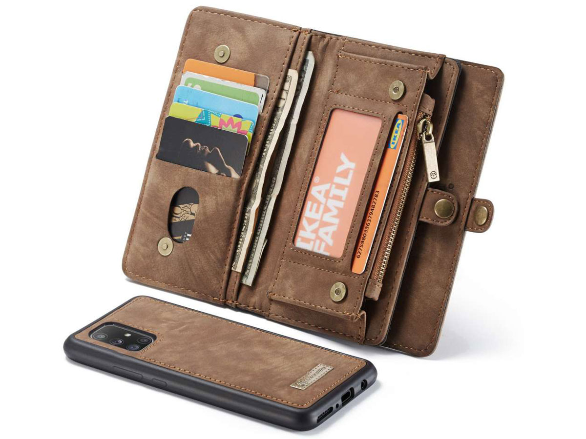 CaseMe 2in1 Wallet Ritsvak Case Bruin - Samsung Galaxy A71 Hoesje