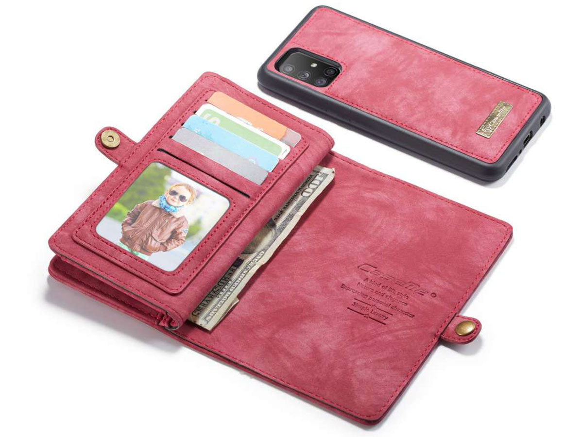 CaseMe 2in1 Wallet Ritsvak Case Rood - Samsung Galaxy A71 Hoesje