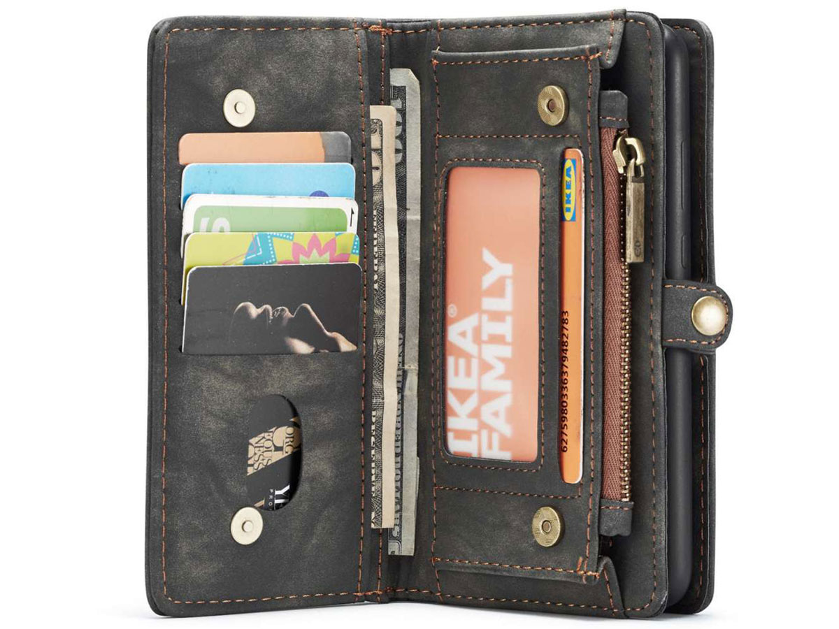 CaseMe 2in1 Wallet Ritsvak Case Zwart - Samsung Galaxy A71 Hoesje