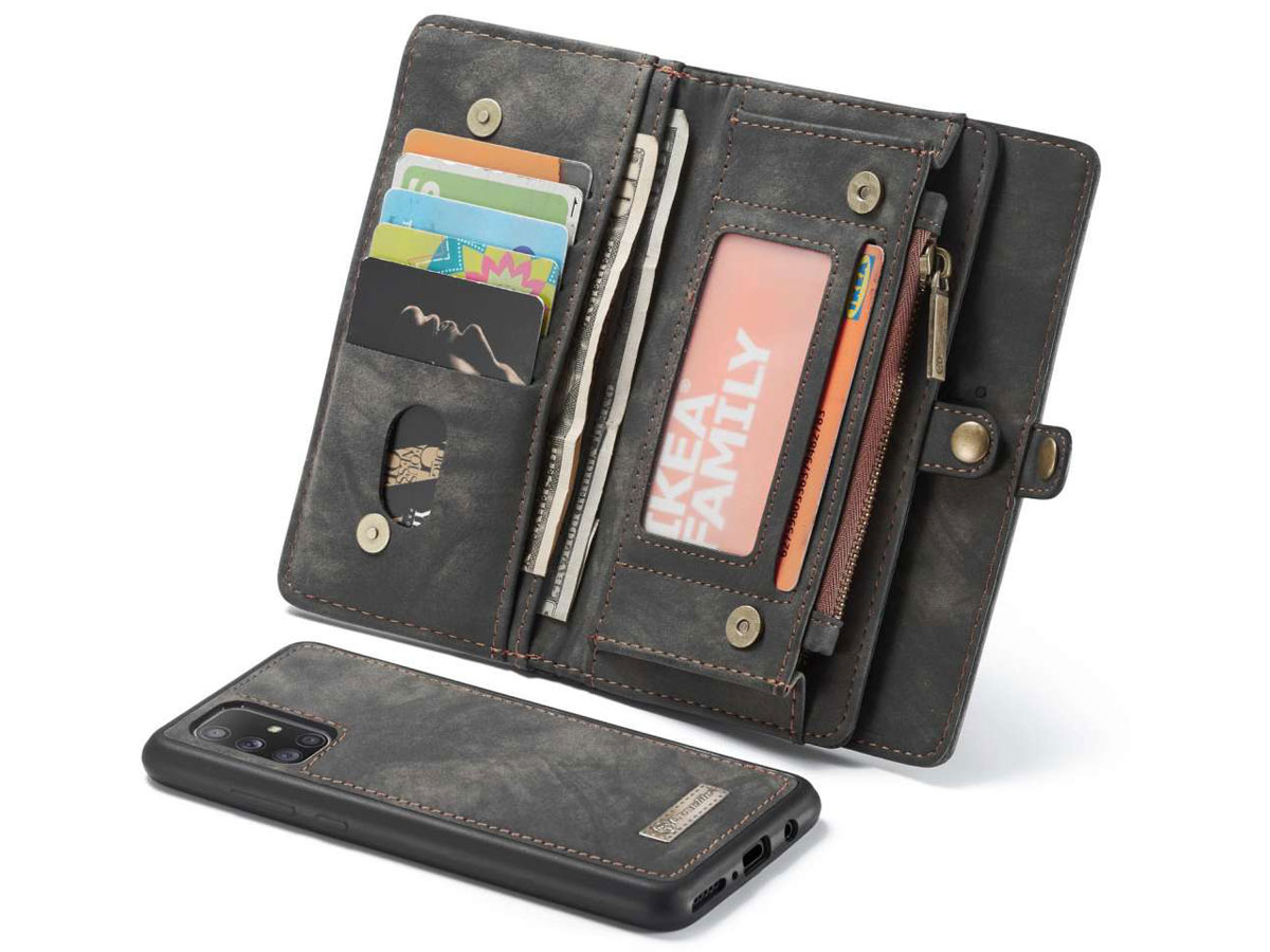 CaseMe 2in1 Wallet Ritsvak Case Zwart - Samsung Galaxy A71 Hoesje