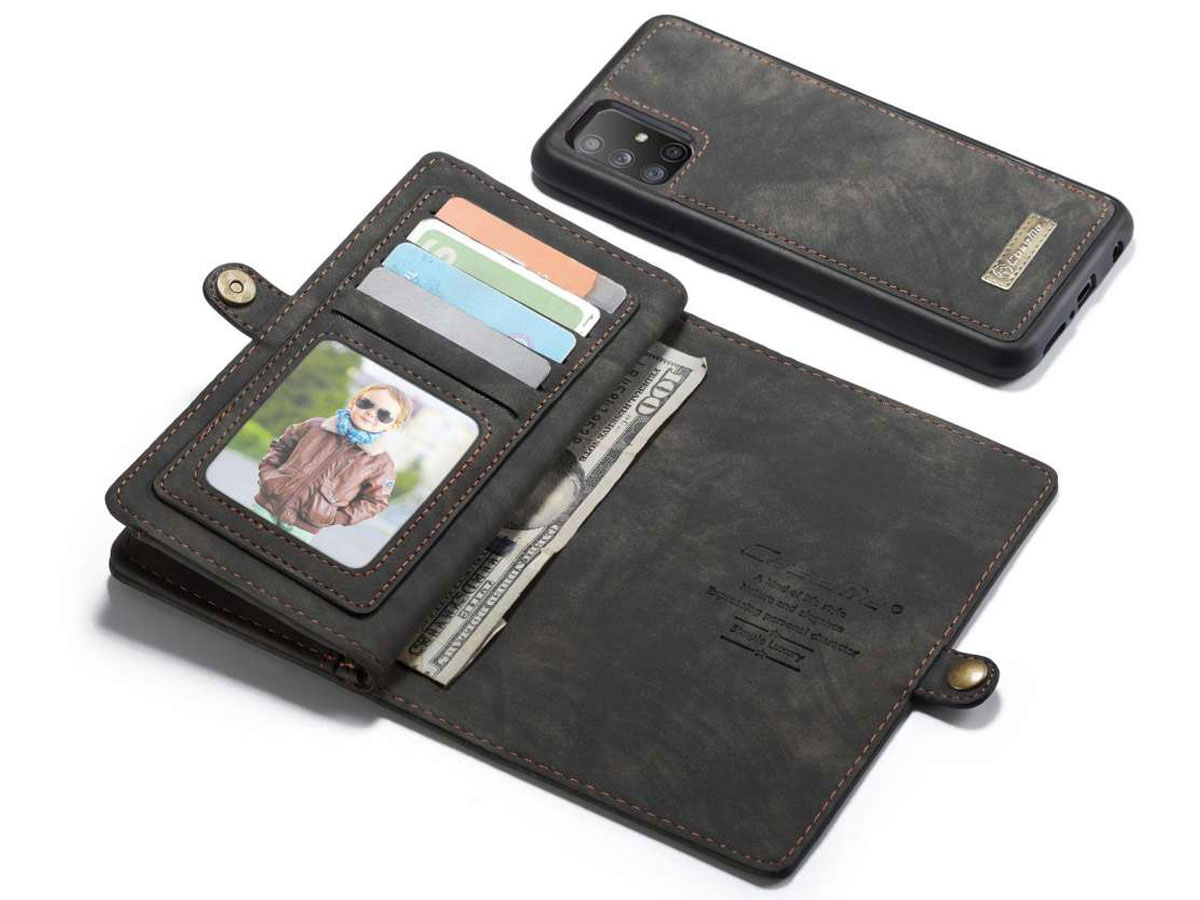 CaseMe 2in1 Wallet Ritsvak Case Zwart - Samsung Galaxy A71 Hoesje