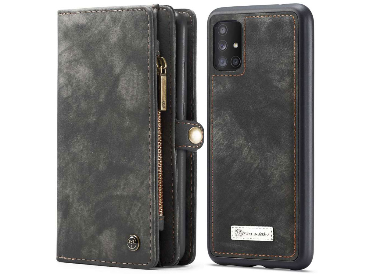 CaseMe 2in1 Wallet Ritsvak Case Zwart - Samsung Galaxy A71 Hoesje