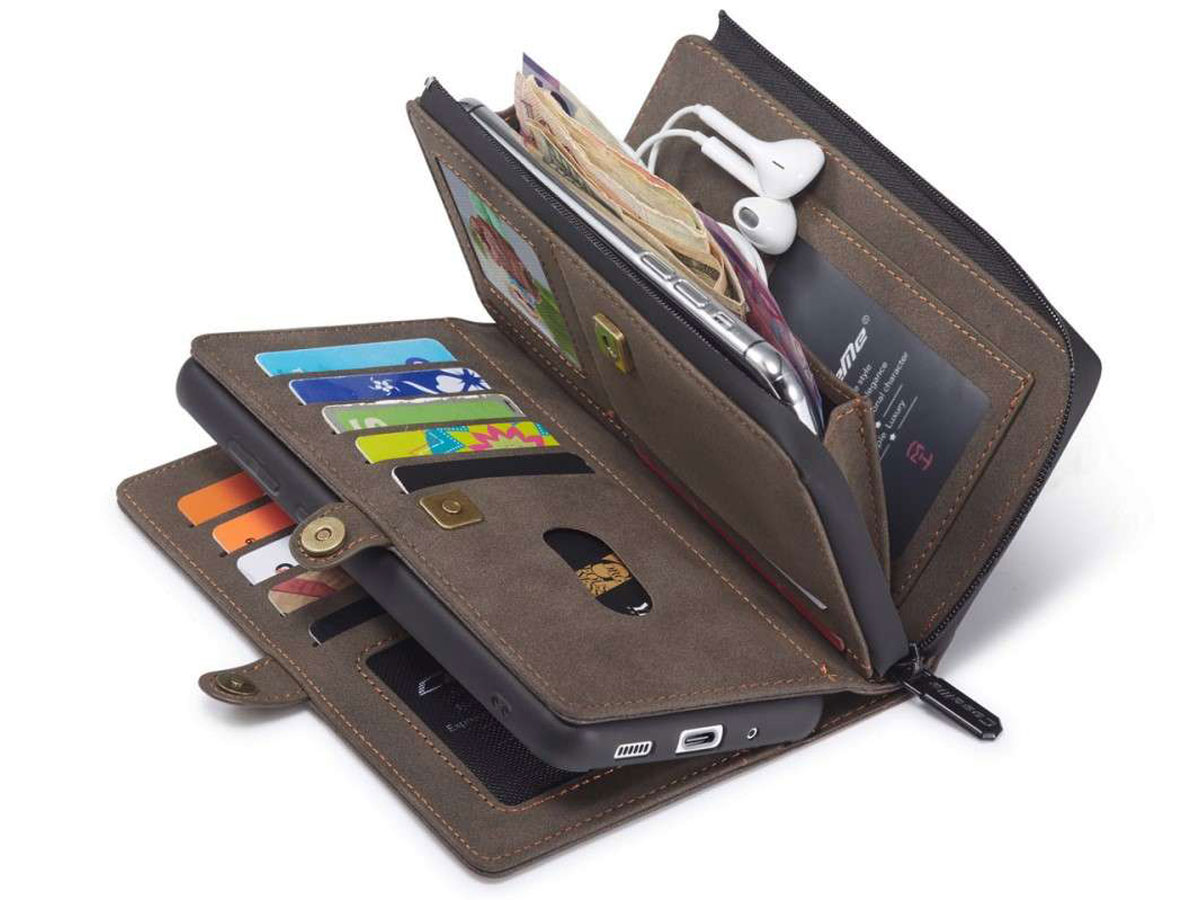 CaseMe Multi Wallet Ritsvak Case Bruin - Samsung Galaxy A71 Hoesje