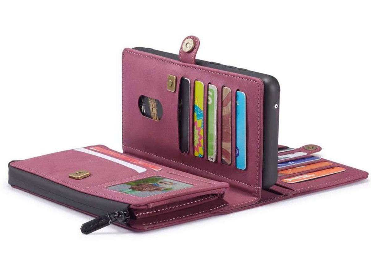 CaseMe Multi Wallet Ritsvak Case Rood - Samsung Galaxy A71 Hoesje
