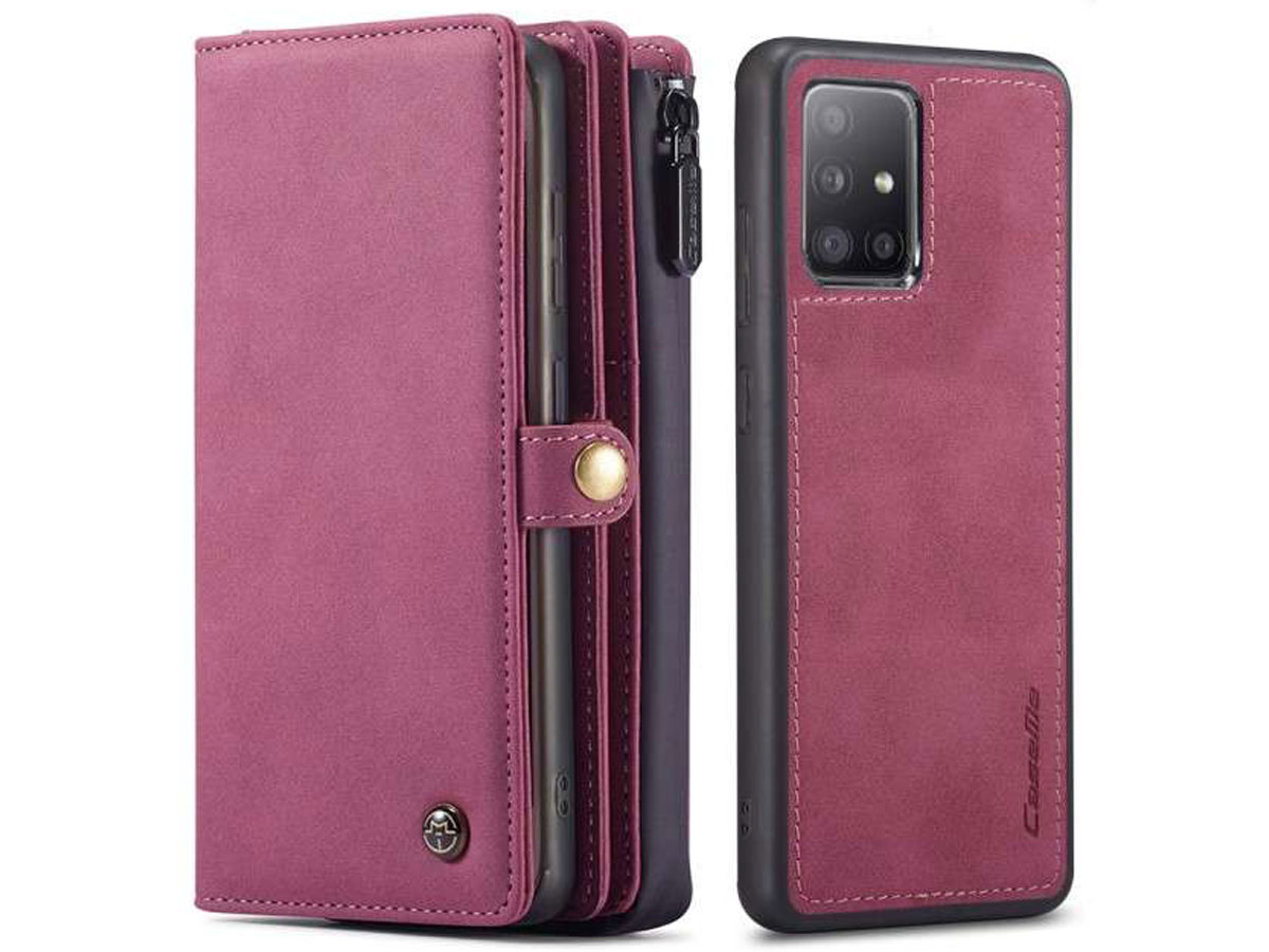 CaseMe Multi Wallet Ritsvak Case Rood - Samsung Galaxy A71 Hoesje