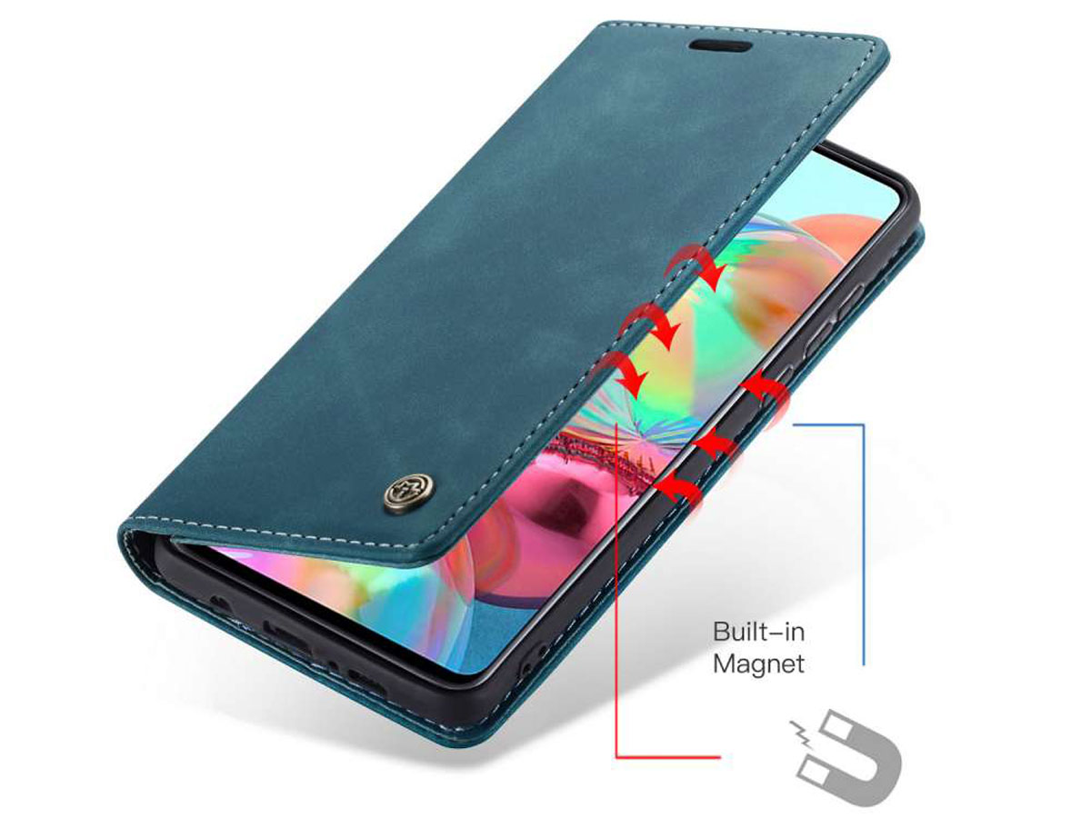 CaseMe Vintage BookCase Blauw - Samsung Galaxy A71 hoesje