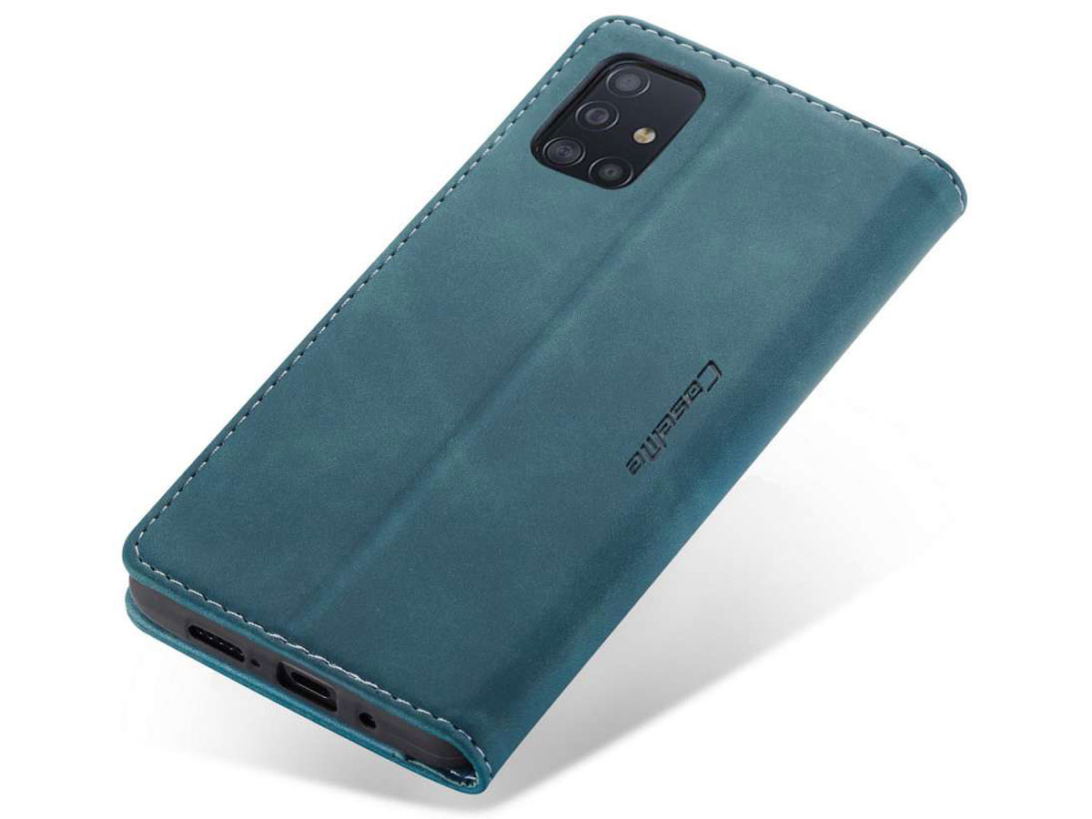 CaseMe Vintage BookCase Blauw - Samsung Galaxy A71 hoesje