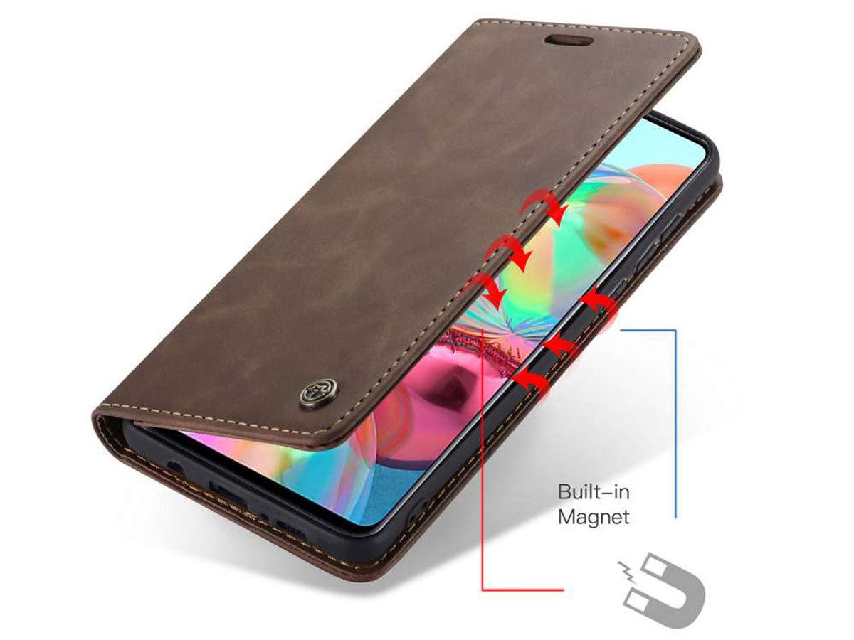 CaseMe Vintage BookCase Bruin - Samsung Galaxy A71 hoesje