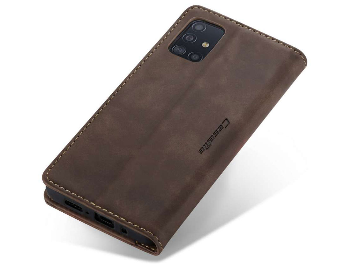 CaseMe Vintage BookCase Bruin - Samsung Galaxy A71 hoesje