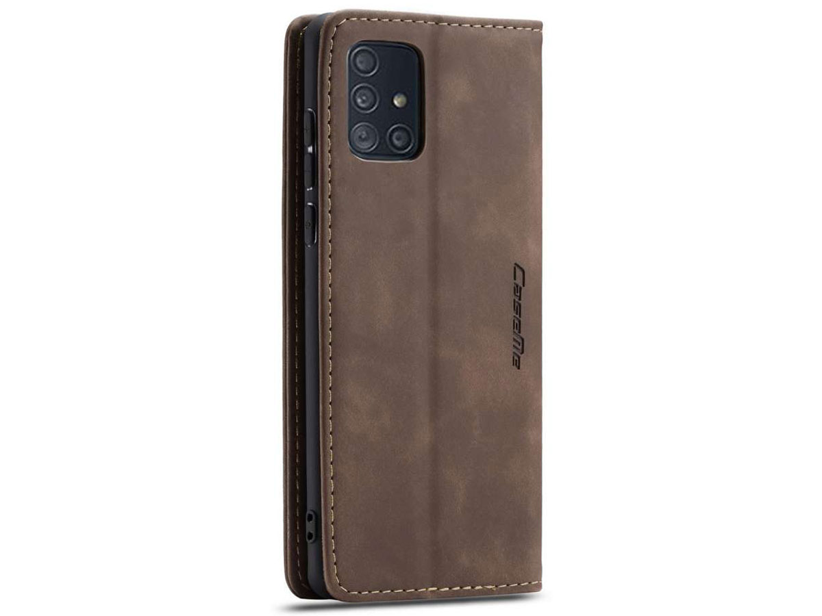 CaseMe Vintage BookCase Bruin - Samsung Galaxy A71 hoesje