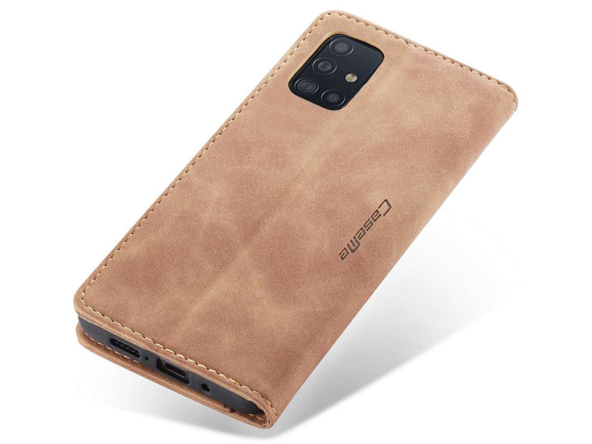 CaseMe Vintage BookCase Tan - Samsung Galaxy A71 hoesje