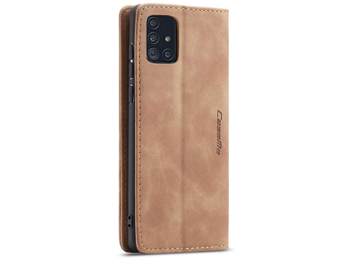 CaseMe Vintage BookCase Tan - Samsung Galaxy A71 hoesje