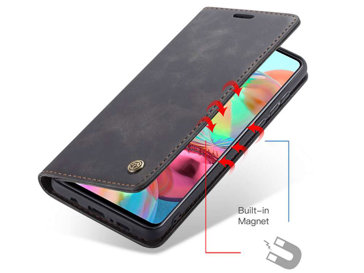 CaseMe Vintage BookCase Zwart - Samsung Galaxy A71 hoesje