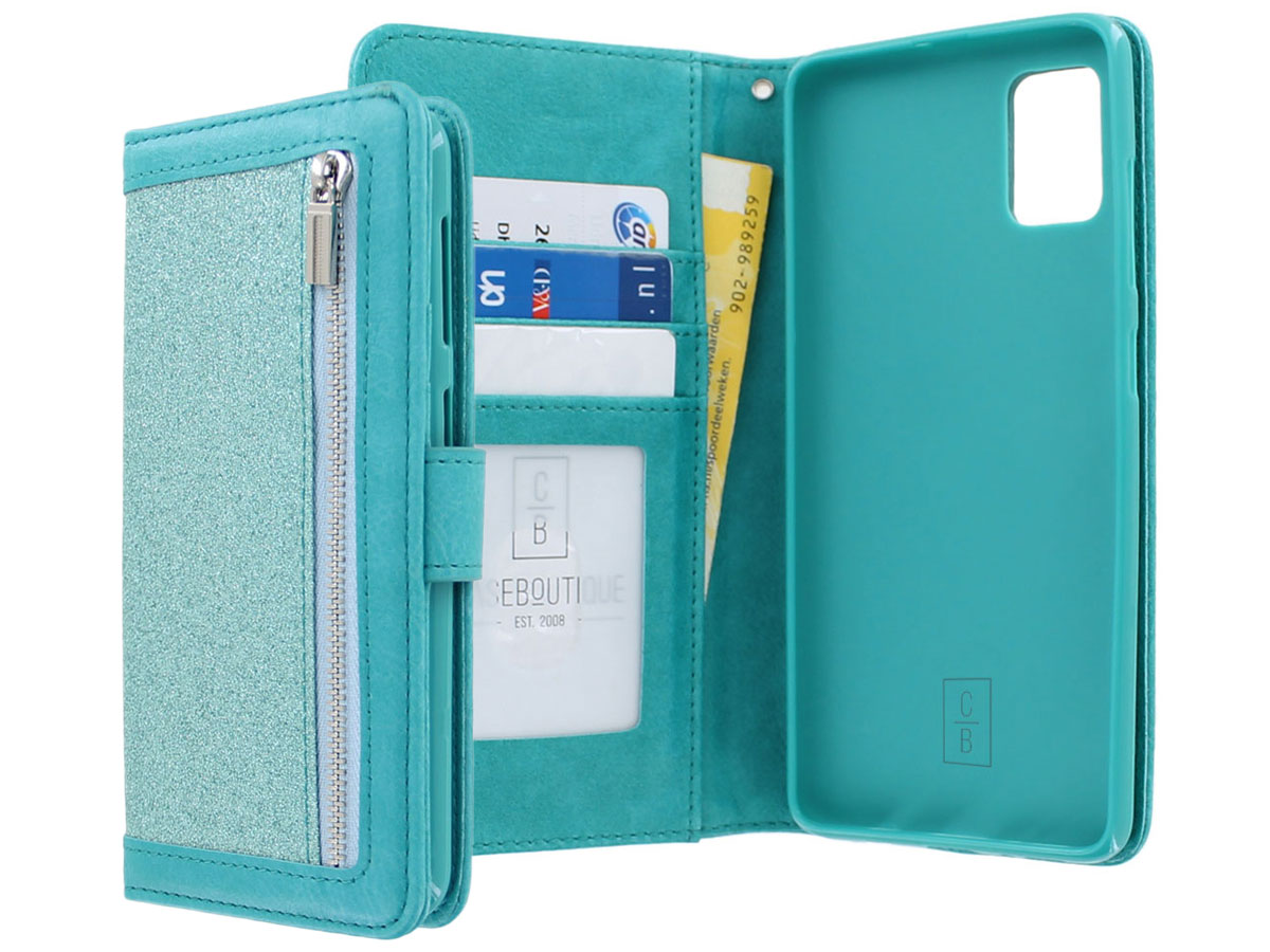 Glitsie Zip Case met Rits Turquoise - Samsung Galaxy A71 hoesje