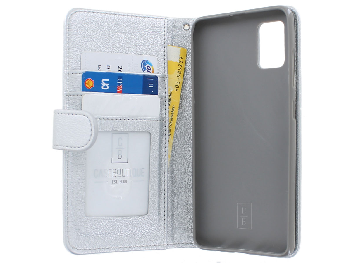 Glitsie Zip Case met Rits Zilver - Samsung Galaxy A71 hoesje