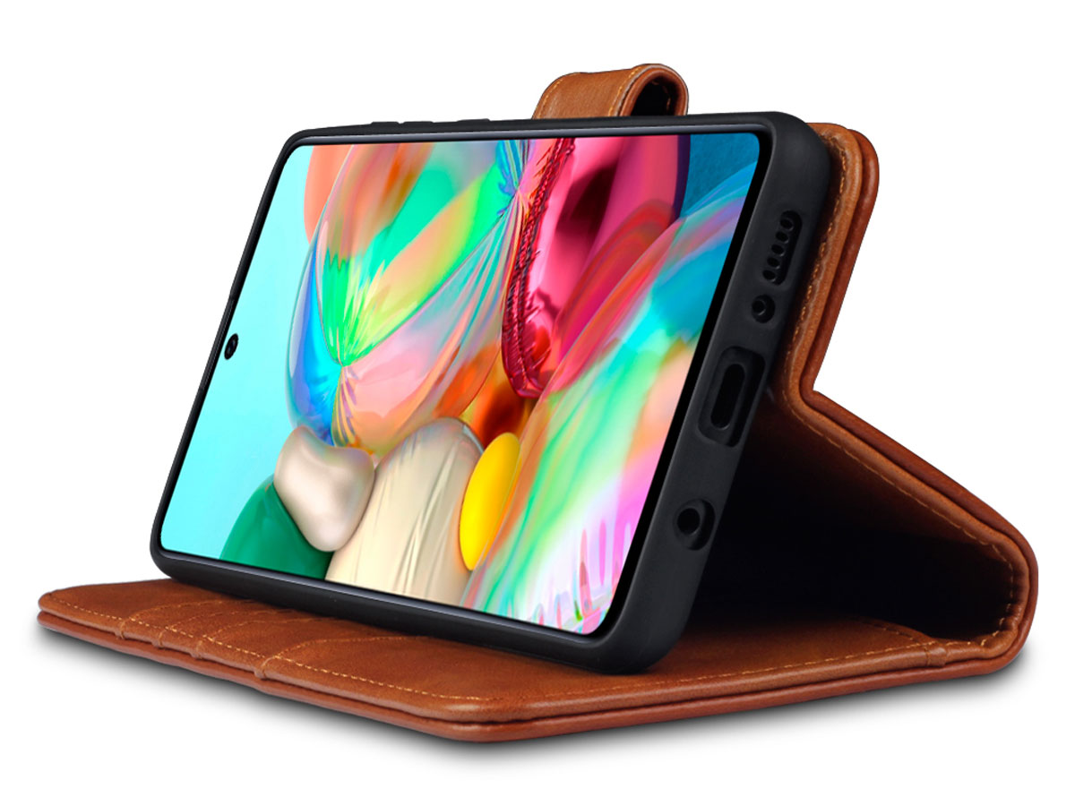 CaseBoutique Wallet Case Cognac Leer - Samsung Galaxy A71 hoesje