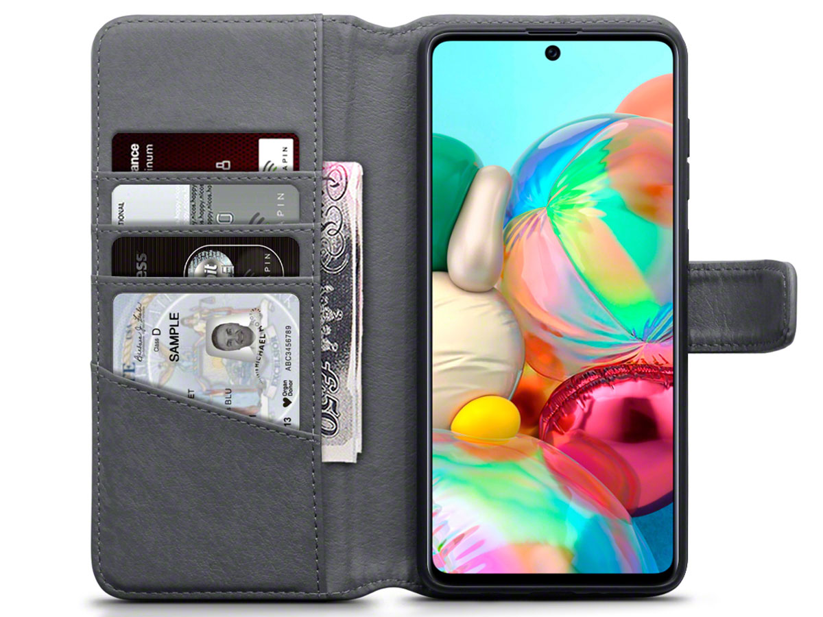 CaseBoutique Wallet Case Grijs Leer - Samsung Galaxy A71 hoesje