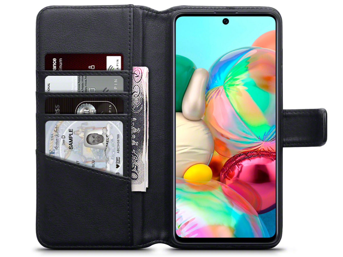 CaseBoutique Wallet Case Zwart Leer - Samsung Galaxy A71 hoesje