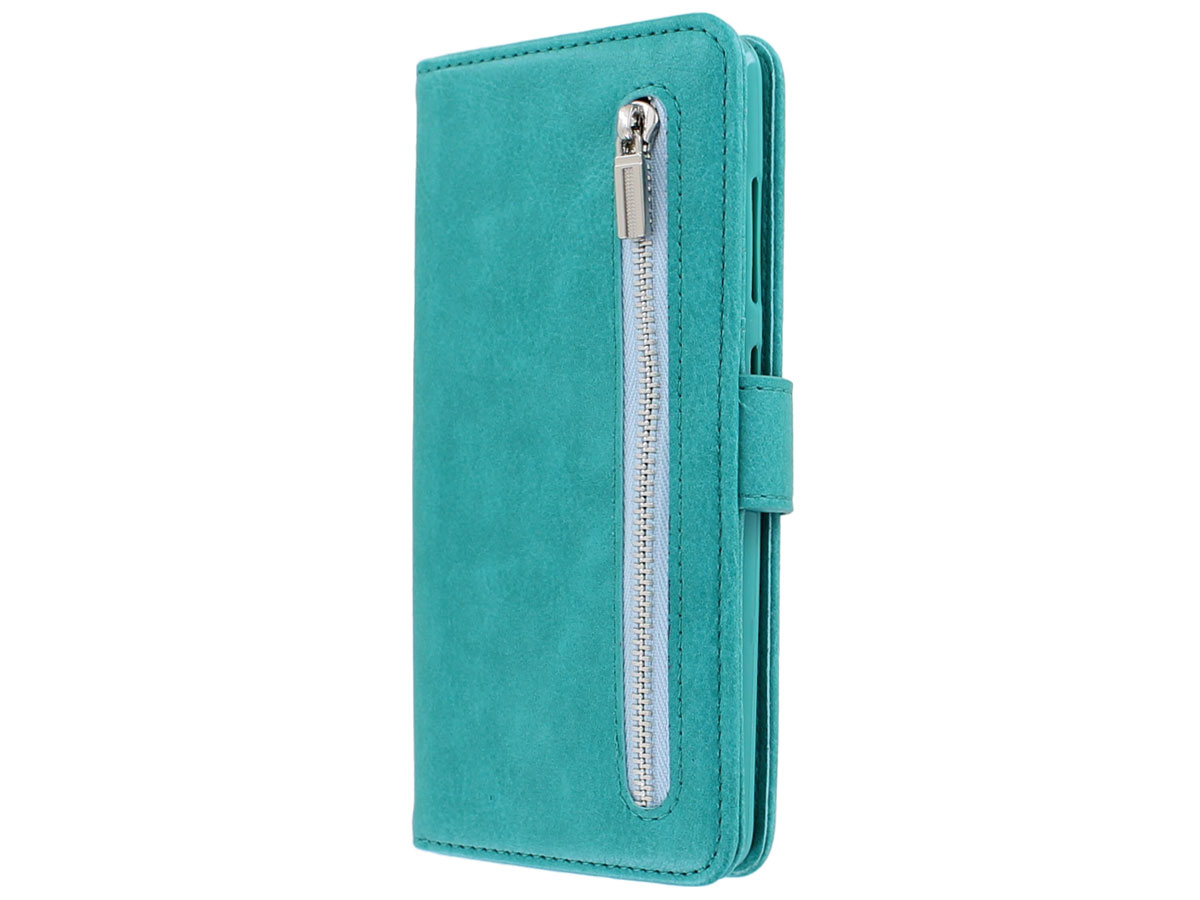 Book Case met Ritsvakje Turquoise - Samsung Galaxy A71 hoesje