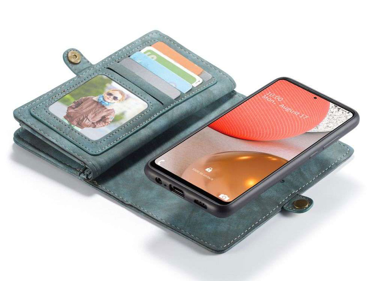 CaseMe 2in1 Wallet Ritsvak Case Blauw - Samsung Galaxy A72 Hoesje
