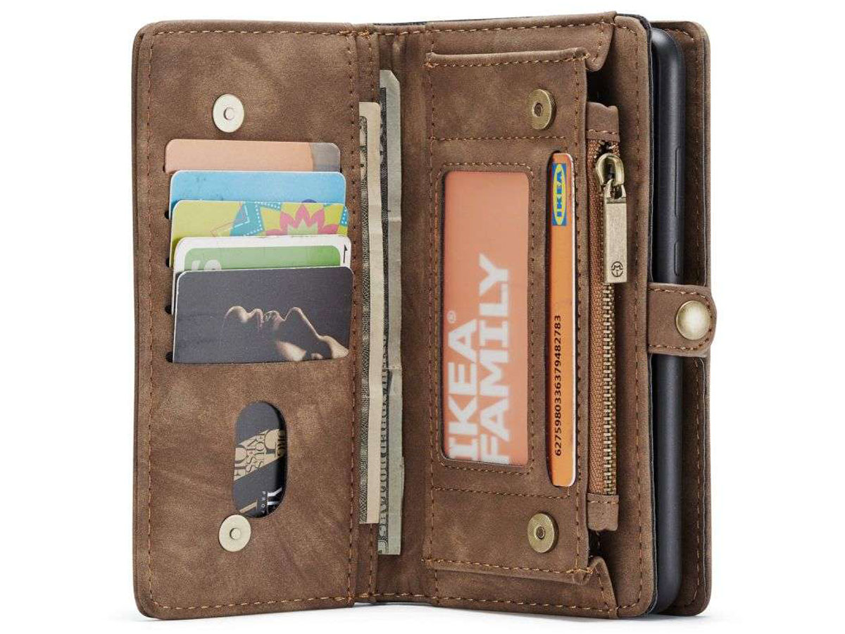 CaseMe 2in1 Wallet Ritsvak Case Bruin - Samsung Galaxy A72 Hoesje