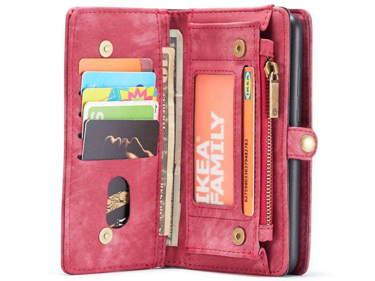 CaseMe 2in1 Wallet Ritsvak Case Rood - Samsung Galaxy A72 Hoesje