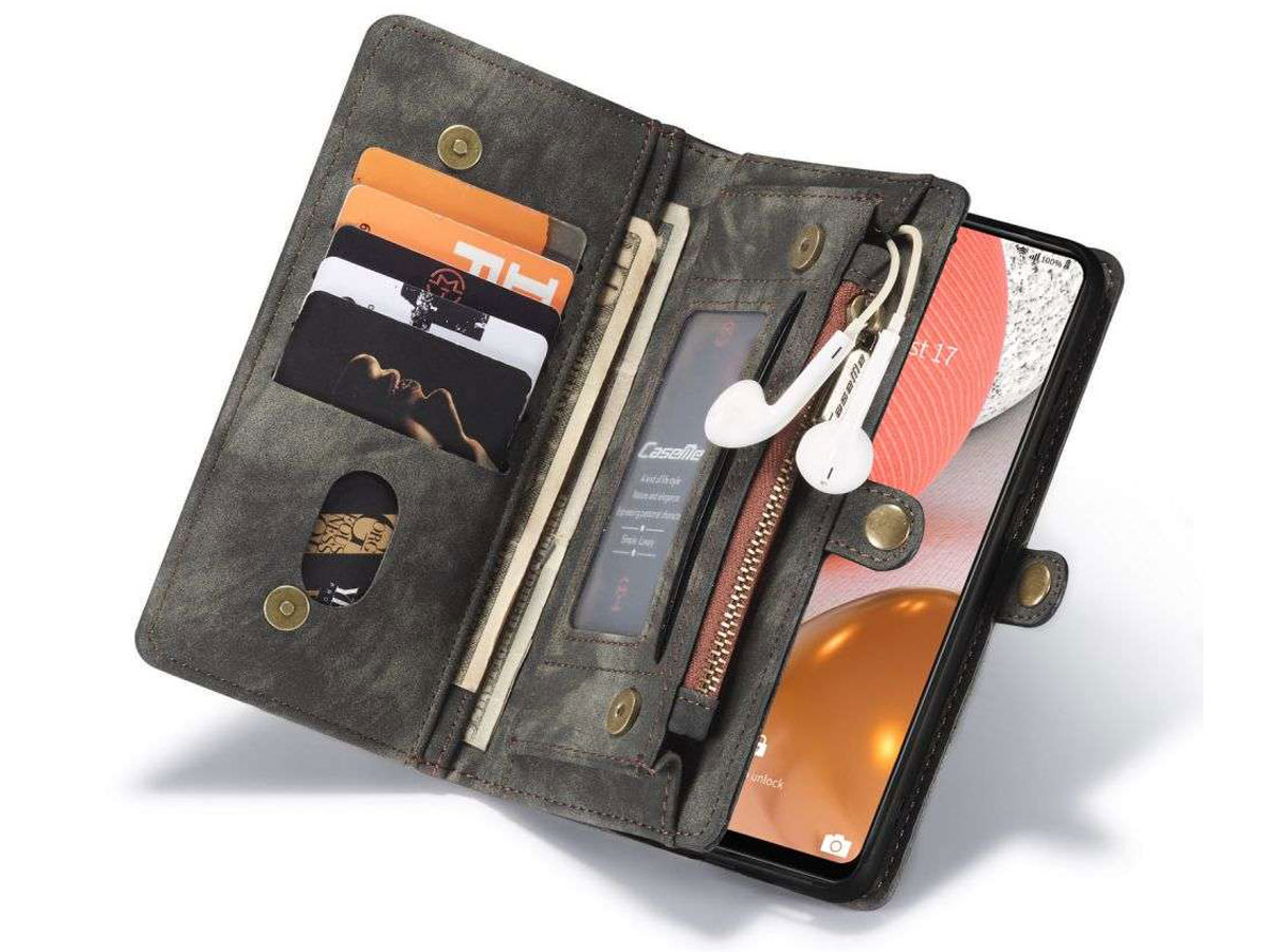 CaseMe 2in1 Wallet Ritsvak Case Zwart - Samsung Galaxy A72 Hoesje