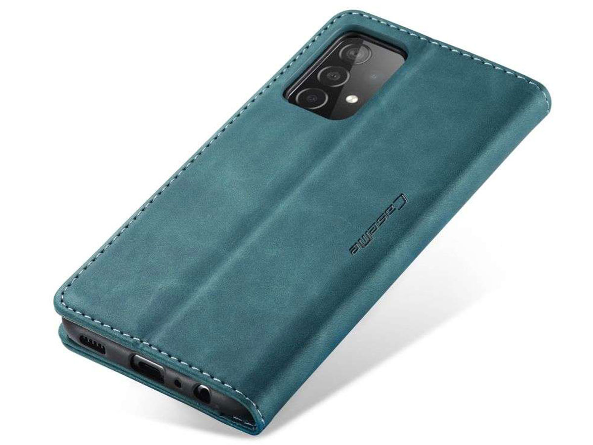 CaseMe Vintage BookCase Blauw - Samsung Galaxy A72 hoesje