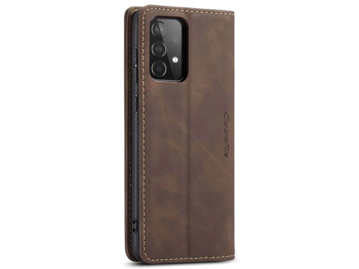 CaseMe Vintage BookCase Bruin - Samsung Galaxy A72 hoesje