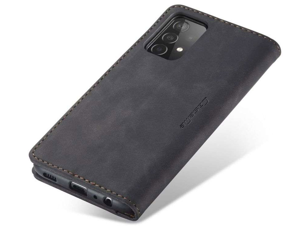 CaseMe Vintage BookCase Zwart - Samsung Galaxy A72 hoesje