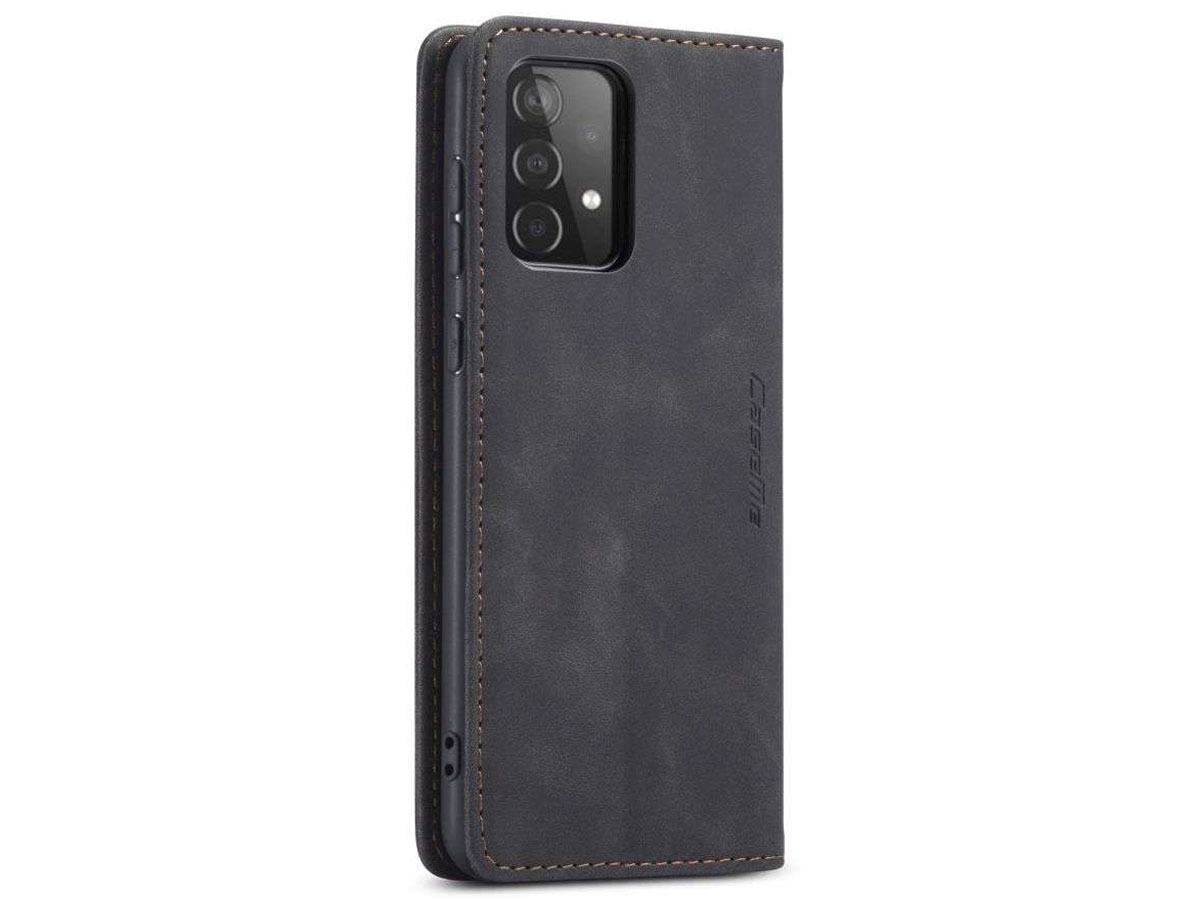 CaseMe Vintage BookCase Zwart - Samsung Galaxy A72 hoesje