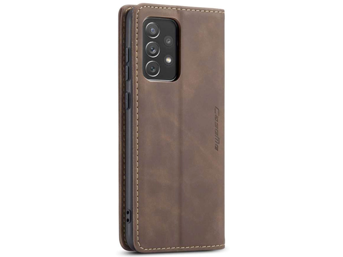 CaseMe Vintage BookCase Bruin - Samsung Galaxy A73 hoesje