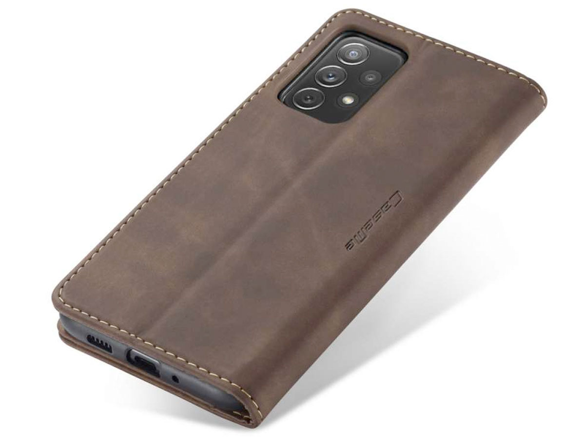 CaseMe Vintage BookCase Bruin - Samsung Galaxy A73 hoesje