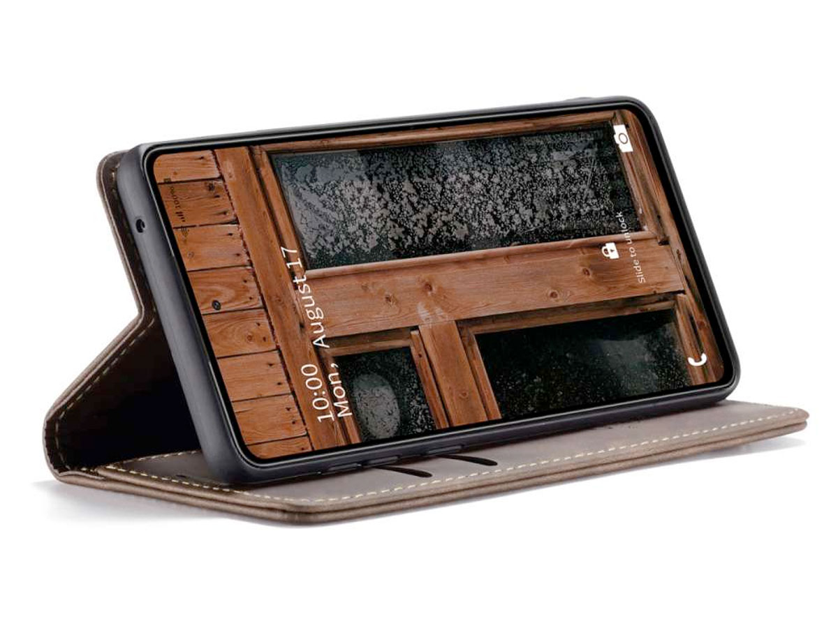 CaseMe Vintage BookCase Bruin - Samsung Galaxy A73 hoesje