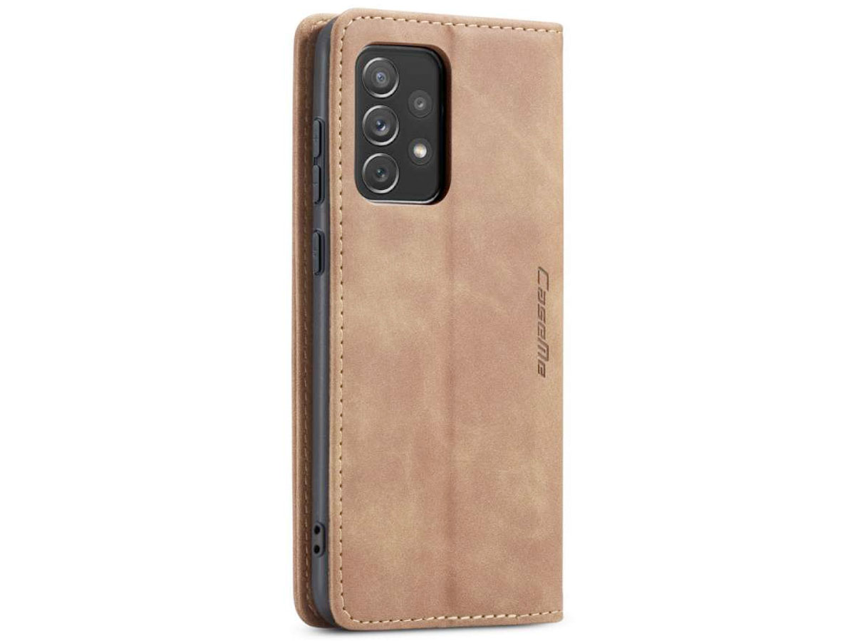 CaseMe Vintage BookCase Tan - Samsung Galaxy A73 hoesje