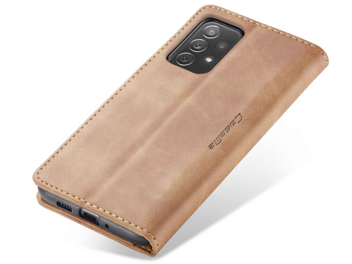 CaseMe Vintage BookCase Tan - Samsung Galaxy A73 hoesje