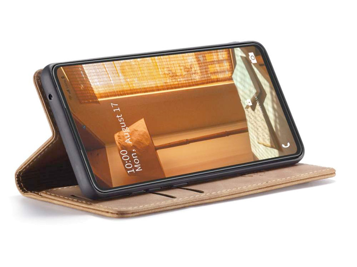 CaseMe Vintage BookCase Tan - Samsung Galaxy A73 hoesje