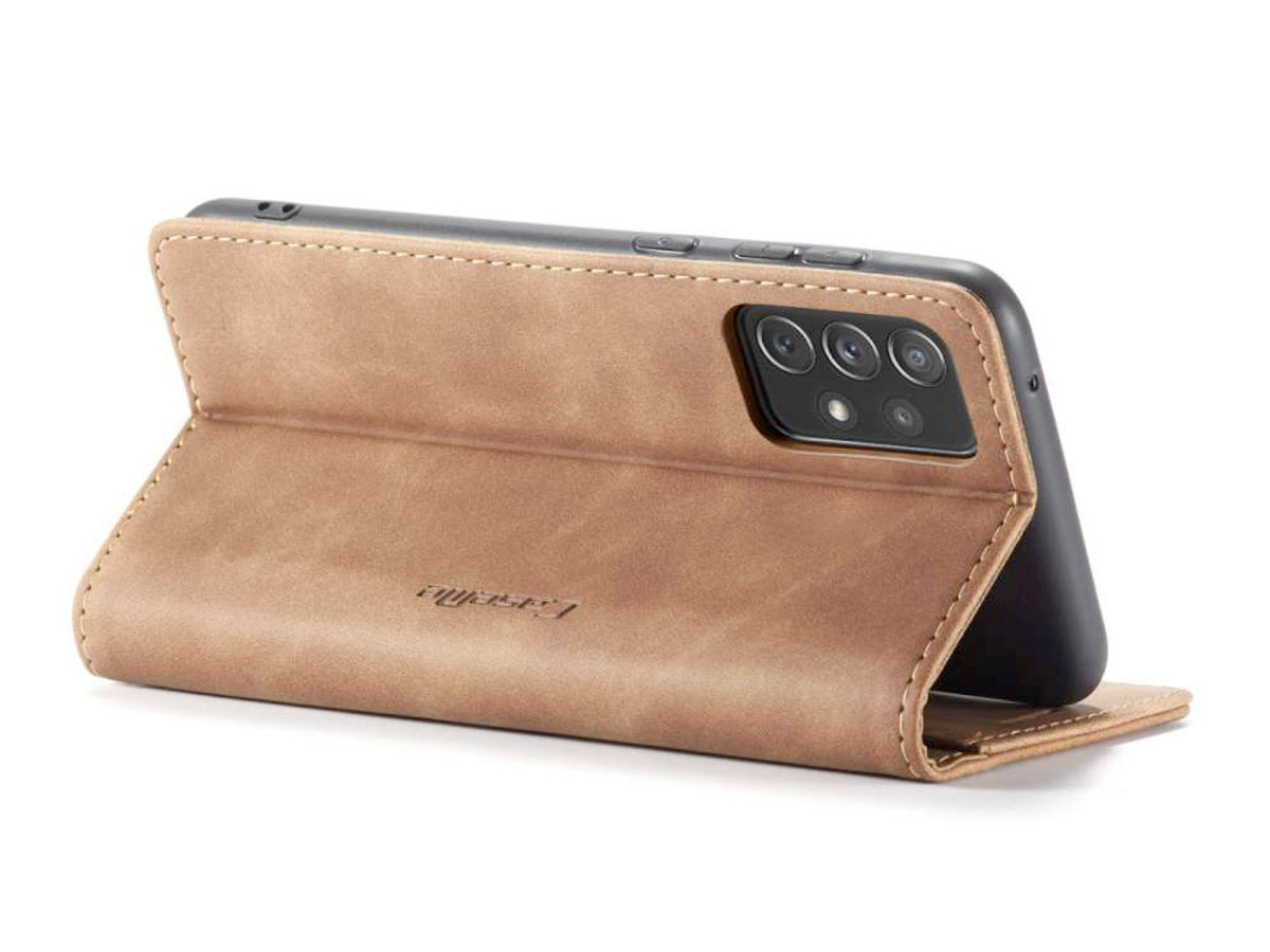 CaseMe Vintage BookCase Tan - Samsung Galaxy A73 hoesje