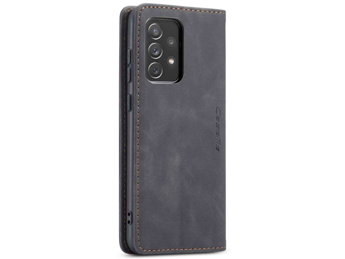 CaseMe Vintage BookCase Zwart - Samsung Galaxy A73 hoesje