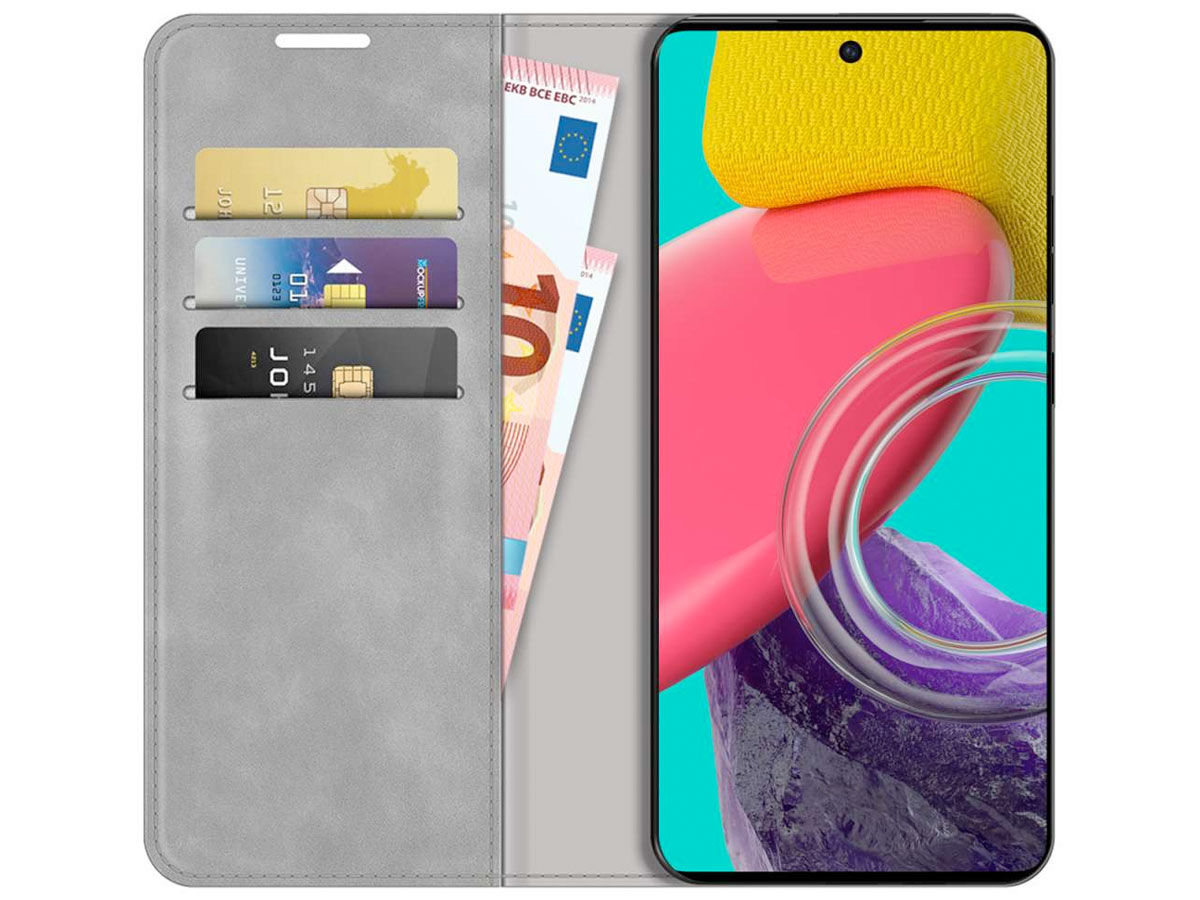 Just in Case Slim Wallet Case Grijs - Samsung Galaxy M53 hoesje