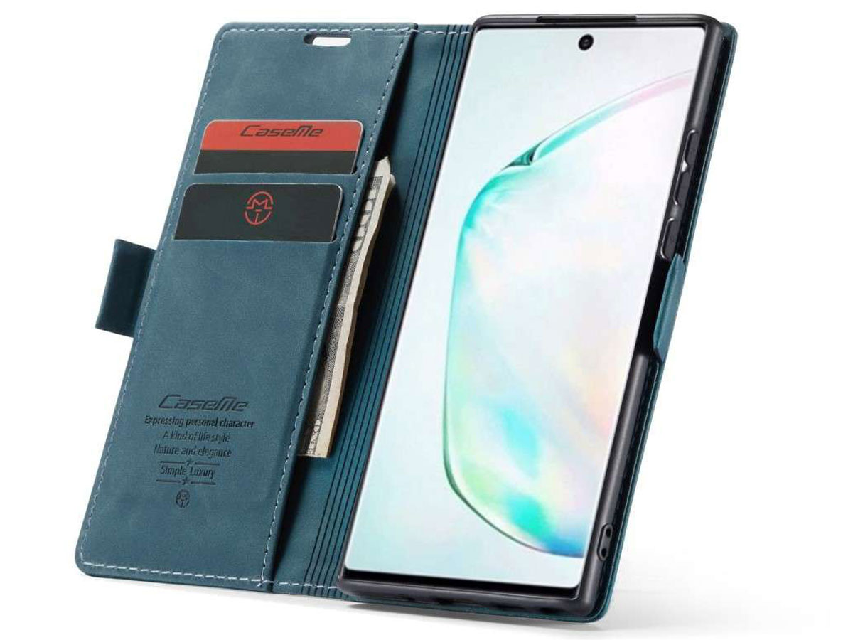 CaseMe Vintage BookCase Blauw - Samsung Galaxy Note 10 Lite hoesje