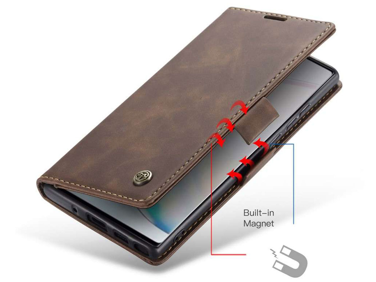 CaseMe Vintage BookCase Bruin - Samsung Galaxy Note 10 Lite hoesje