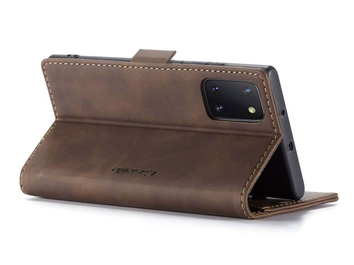 CaseMe Vintage BookCase Bruin - Samsung Galaxy Note 10 Lite hoesje